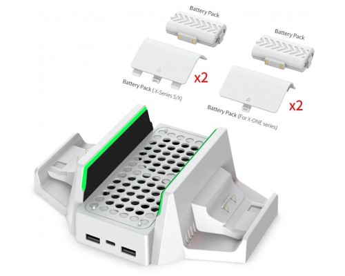 XBox Series S Multi-Functional Stand + Battery pack 800mAH White (2шт) Dobe TYX-0663 XBox Series S Multi-Functional Stand + Battery pack 800mAH White (2шт) Dobe TYX-0663