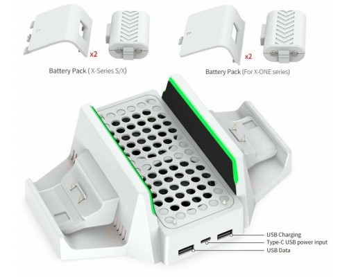 XBox Series S Multi-Functional Stand + Battery pack 800mAH White (2шт) Dobe TYX-0663 XBox Series S Multi-Functional Stand + Battery pack 800mAH White (2шт) Dobe TYX-0663